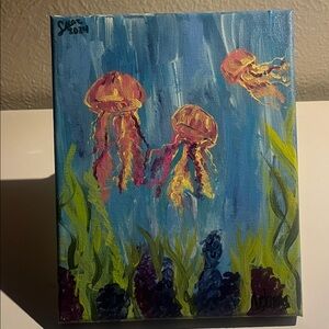 Colorful Jellyfish handmade Canvas Art